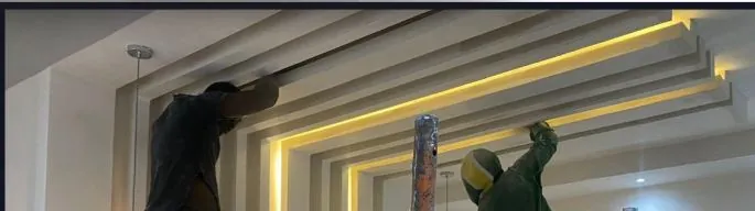 Instalação de teto falso com fita LED